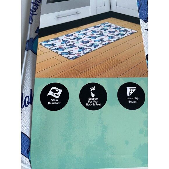 Disney Stitch Anti Fatigue Kitchen Mat 18 X 30” Aloha Hibiscus Tropical NEW - Picture 6 of 12